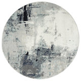 Stotfold Abstract Area Rug in White/Granite