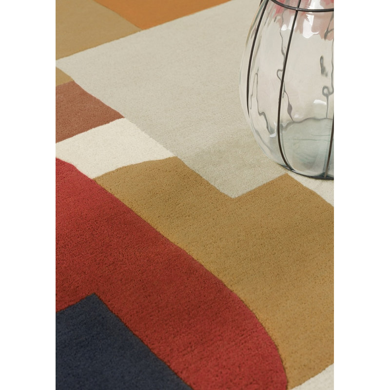 Artopia Hand Tufted Wool Abstract Area Rug in Navy/Brown/Red/Gray, Rectangle 5'7" x 7'10"