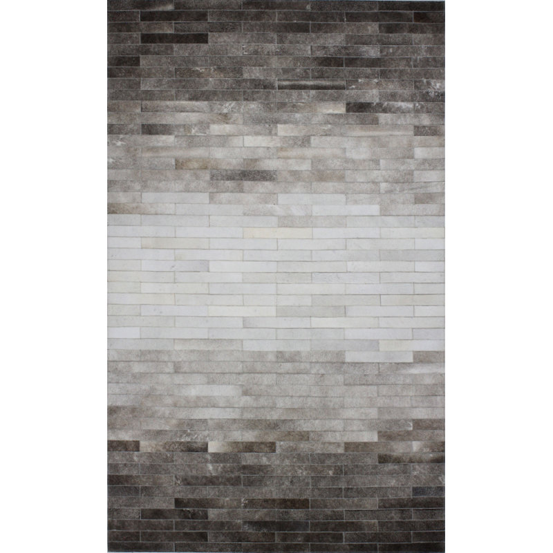 Gray Gradient Cowhide Hand-Woven Area Rug 5' x 8'