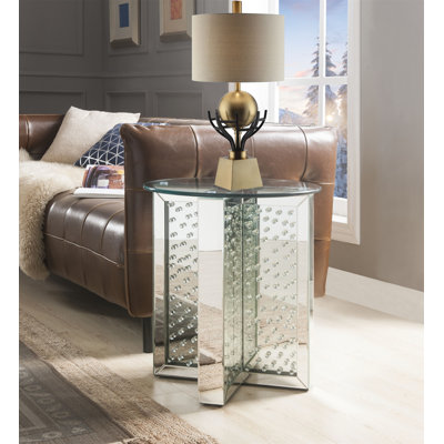 Table de bout Nysa avec miroir et faux cristaux