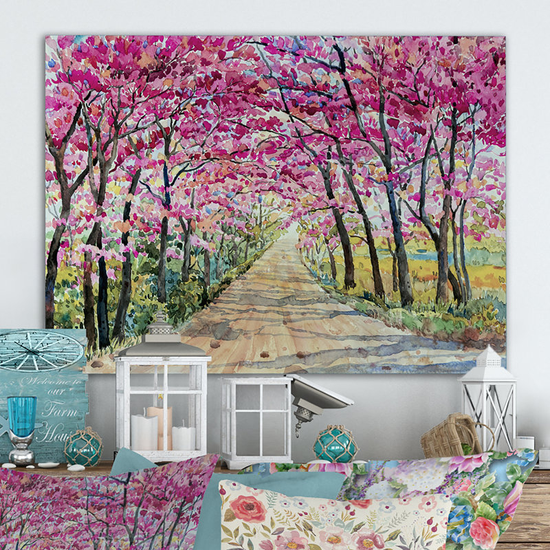 «Path To The Enchanted Pink Forest», reproduction sur toile flottante, H 30 po x l 40 po, Toile tendue, Sans cadre