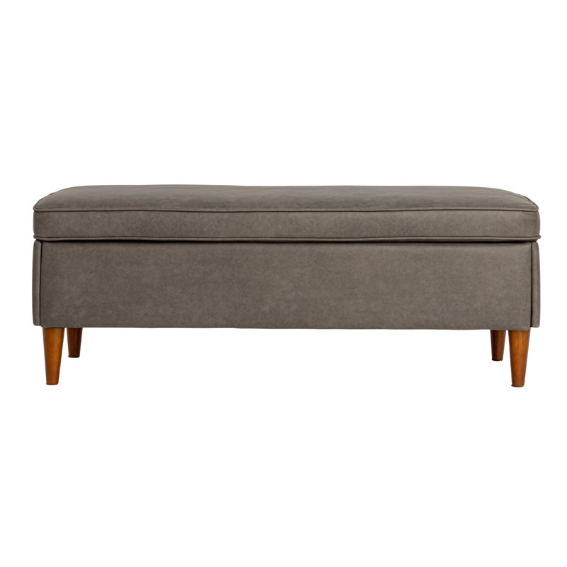 Atley Upholstered Storage Bench, Gray Faux Leather
