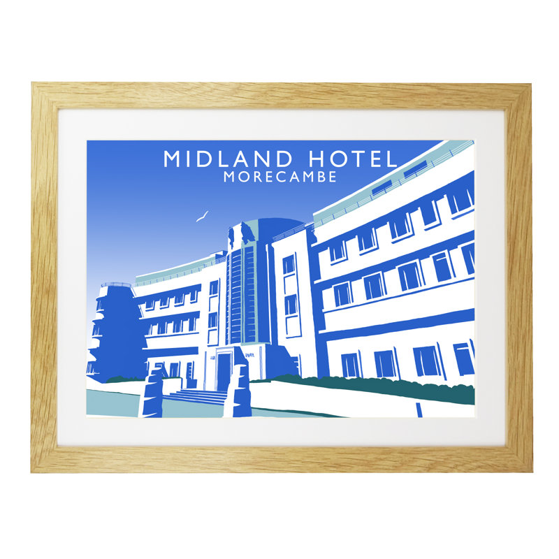Midland Hotel 2 by Richard O'Neil - Print, Oak Wood Frame, 33.5 cm H x 43.5 cm W x 2.2 cm D