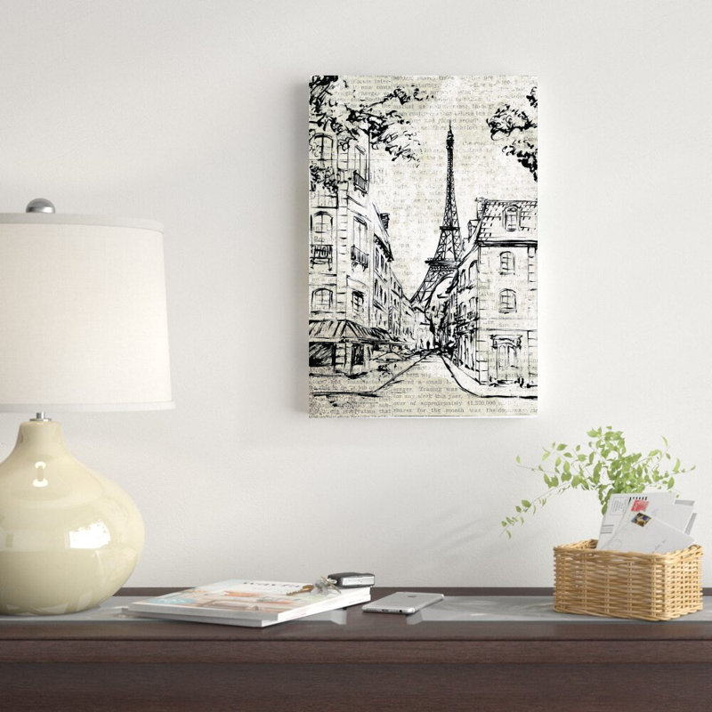 Paris, croquis, reproduction d'art sur toile tendue, H 18 po x l 12 po