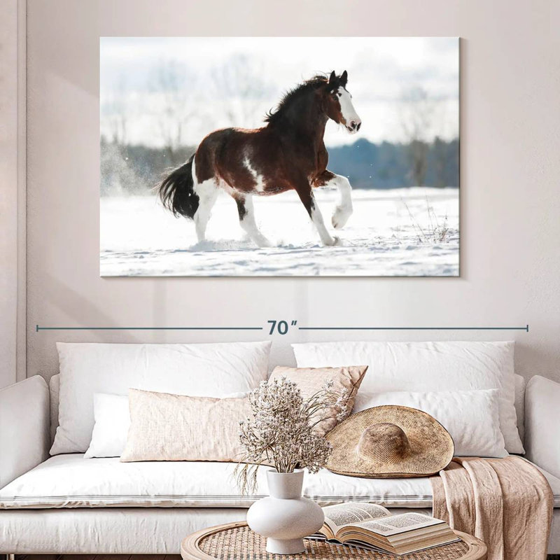 Bramly Clydesdale, cheval en hiver, H 34 po x l 51 po
