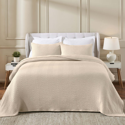 Couvre-lit de qualité supérieure à motif chevron moderne en mélange de coton de qualité supérieure Superior Assouan