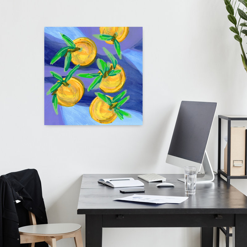 Clémentine jaune audacieux abstrait contemporain lavande, H 18 po x l 18 po