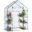 Compact Walk In Green House with 6 Shelves and Weatherproof PVC Plastic Cove