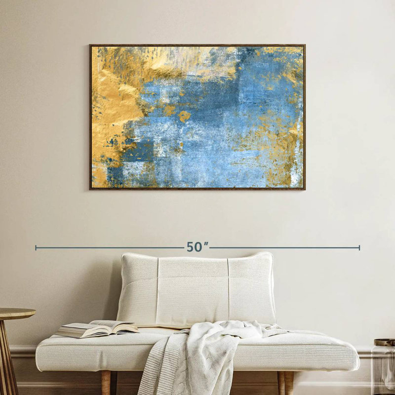 Or et bleu Lindell, Cadre flottant noyer, 40 po x 27 po