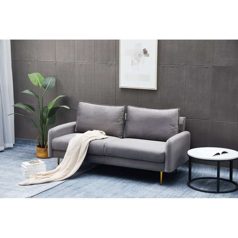 Emteas 57.3'' Velvet Loveseat, Gray Velvet, 34" H x 69" W x 32" D