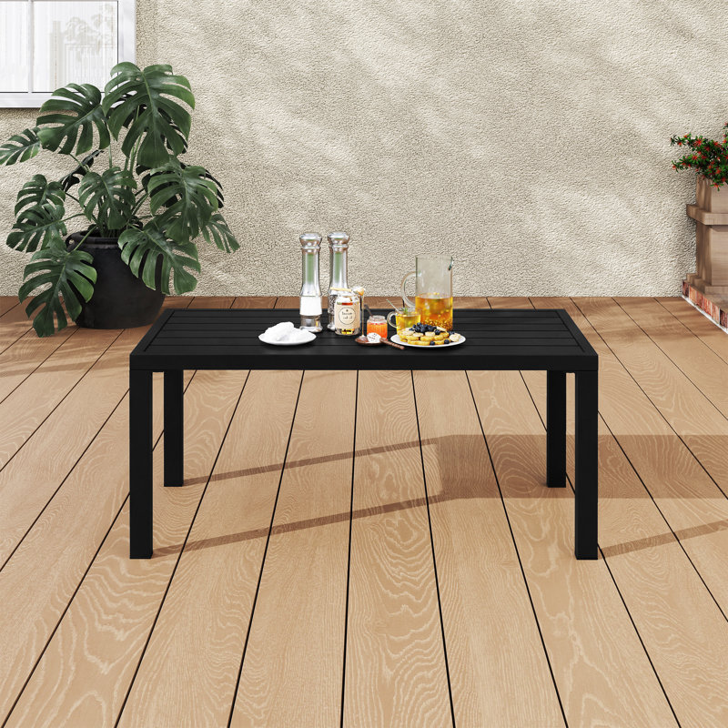 Heim 1-Piece Black Aluminum Outdoor Coffee Table, Black