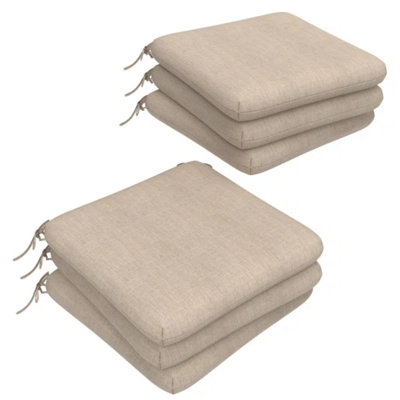 Pack of 6, 18x18x3 inch Sunbrella Square Dining Chair Cushions, Crumley Outdoor Chair Cushions