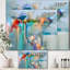 Fleurs abstraites rouges, bleues et roses - reproduction d'art sur toile tendue-55231806