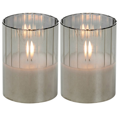 Shakana 2 Piece Glass Tabletop Tealight Holder Set with Candle Included