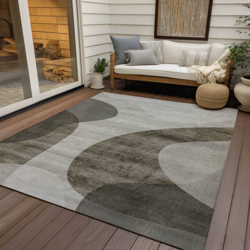 Tapis intérieur / extérieur en polyester tissé à la machine Ayush, Rectangle 9 pi x 12 pi