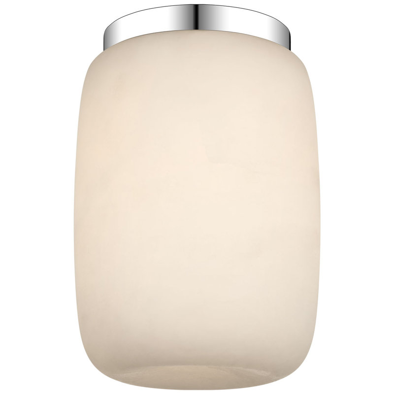 Kelly Wearstler Formosa 5" Elongated Flush Mount, Alabaster/Polished Nickel