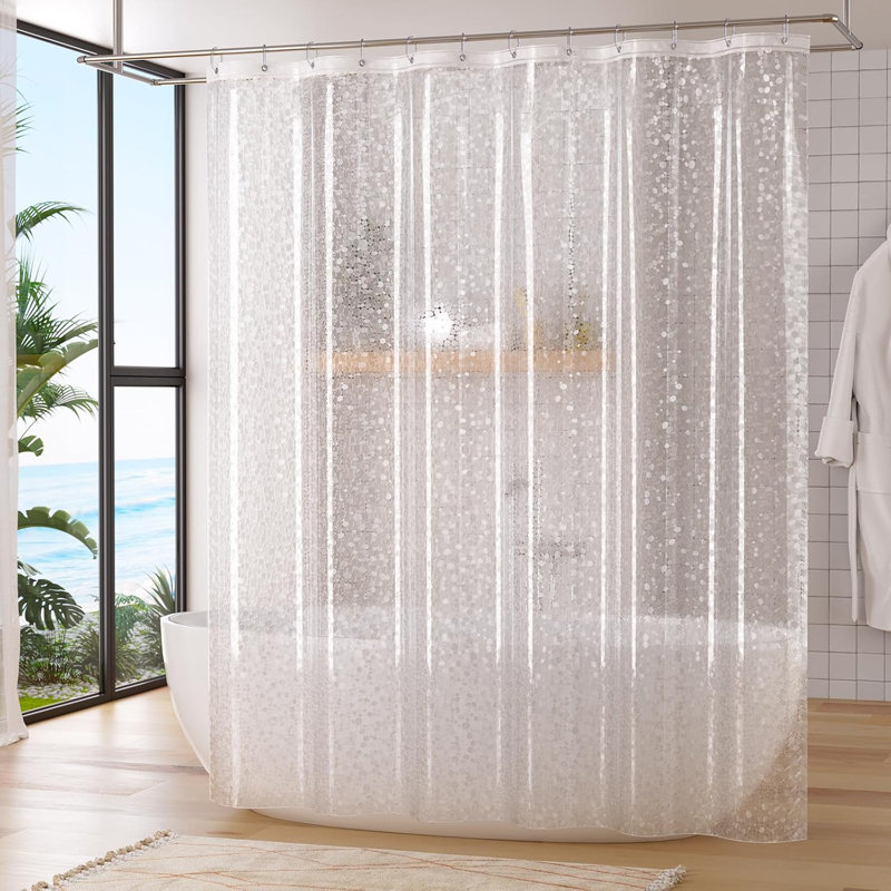 Doublure de rideau de douche transparente en PEVA avec motif de galets 3D, doublure de douche imperméable avec pierres lestées et œillets résistants à la rouille