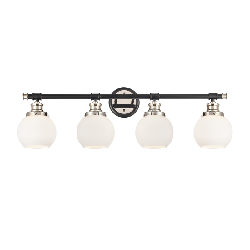 Anwyn 4 - Light Dimmable Vanity Light, Black Polished Nickel, Clear