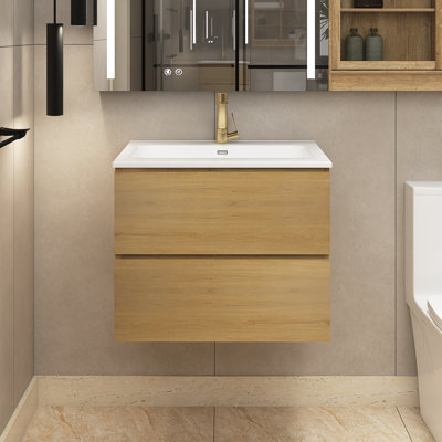 Ashira 17.3'' Wall Mounted Single Sink Bathroom Vanity with Ceramic Top