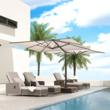 Menades 10' Square Cantilever Acrylic Double-Sided Commercial Umbrella with Base