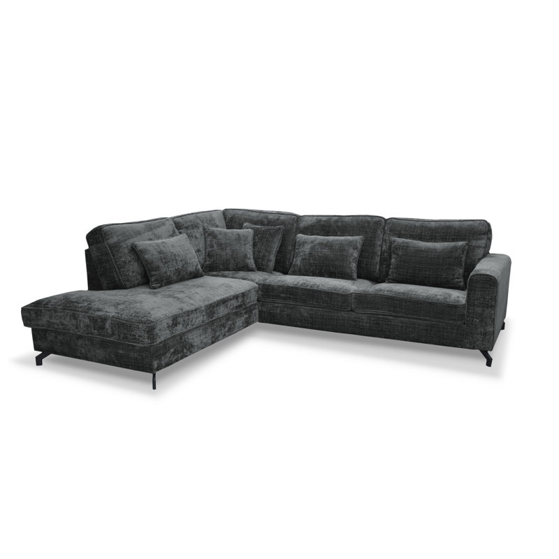 5 Seater Sofa & Chaise, Left Hand Facing, Black