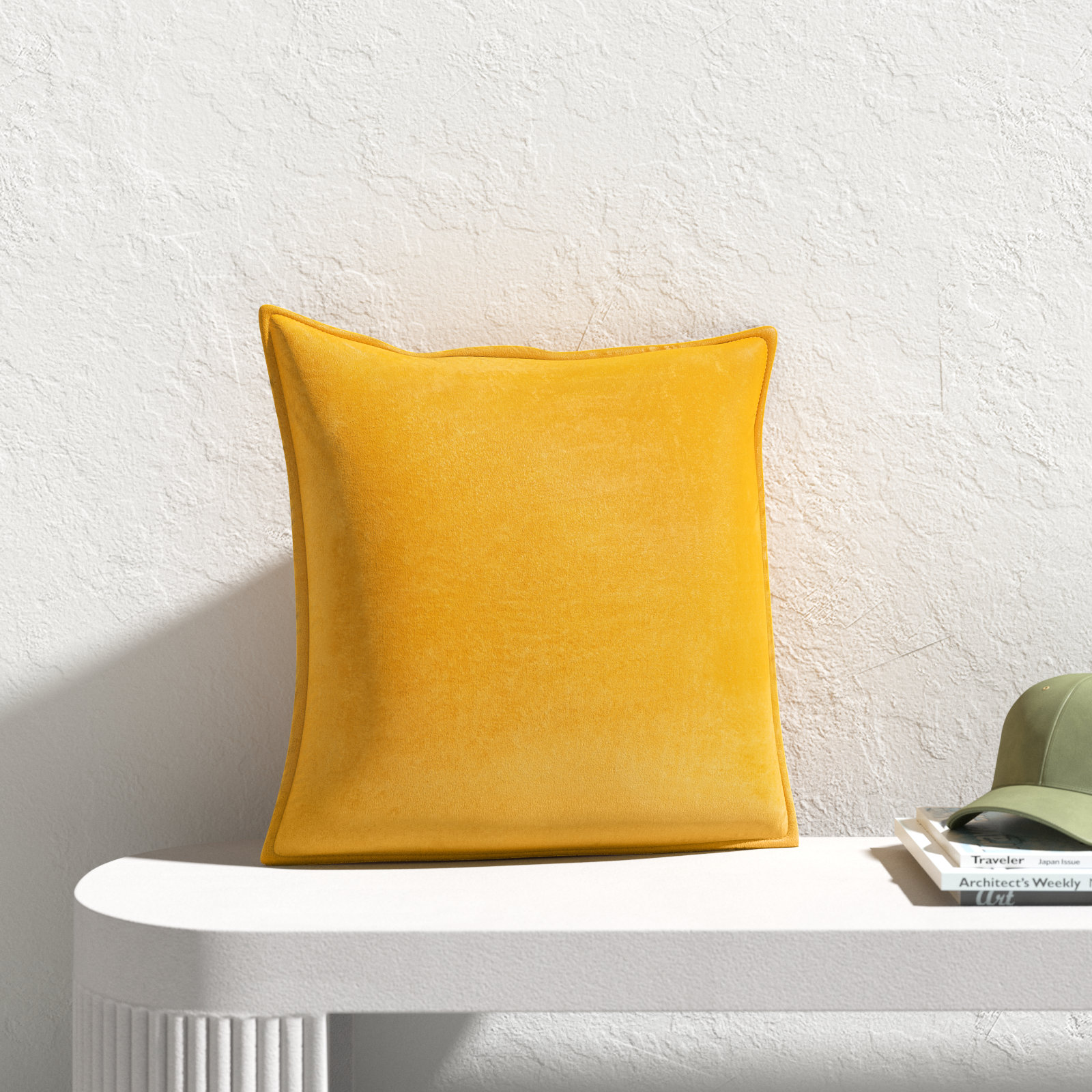 Edgar Throw Pillow, Down, Yellow, 20"H x 20"W