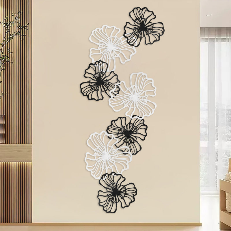 7-Piece Metal Wall Decor, Black/White