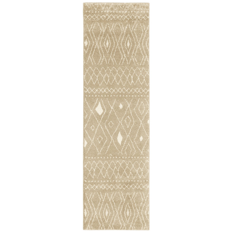 Tapis sable / ivoire Copley, Tapis de couloir 2 pi 3 po x 7 pi 6 po