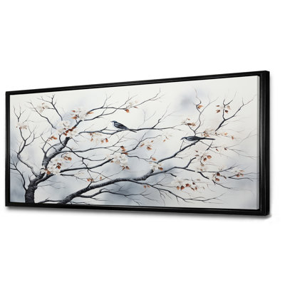 Gris floral Sprintime, oiseaux, art mural