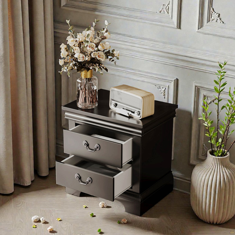 Table de chevet en bois, Noir