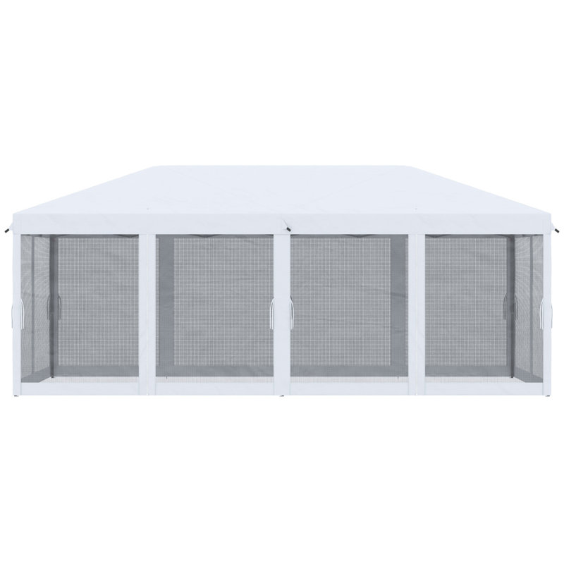 Outsunny 10' X 20' Pop Up Canopy Tent With Netting, Heavy Duty Instant Sun Shelter, Large Tents For Parties With Carry Bag For Outdoor, Garden, Patio, Cream White