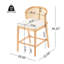 Tabouret de comptoir d'intérieur en bois, structure de finition naturelle avec revêtement beige, ensemble de 2