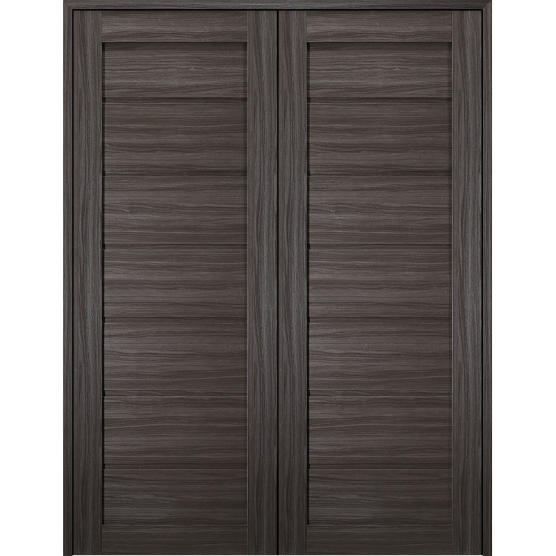 Porte intérieure pré-suspendue double Alda Active, 63,5 po x 79,37 po, Chêne gris, Réversible