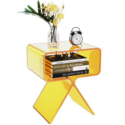 Betzabet Acrylic Side Table, Bedside Table Nightstand