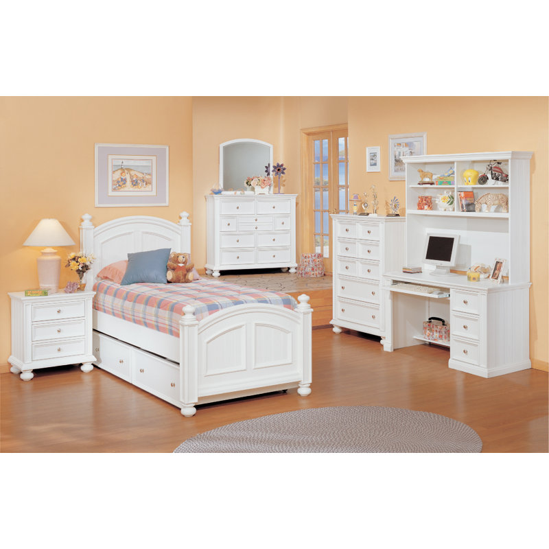 Lit standard avec rangement Patillo, Simple, Blanc