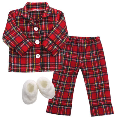 Doll Flannel Pajama and Slippers Set