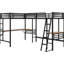 Lit simple en métal avec deux bureaux intégrés pour la rédaction de rapports, noir - Bureaux organisateurs de conférence Loft