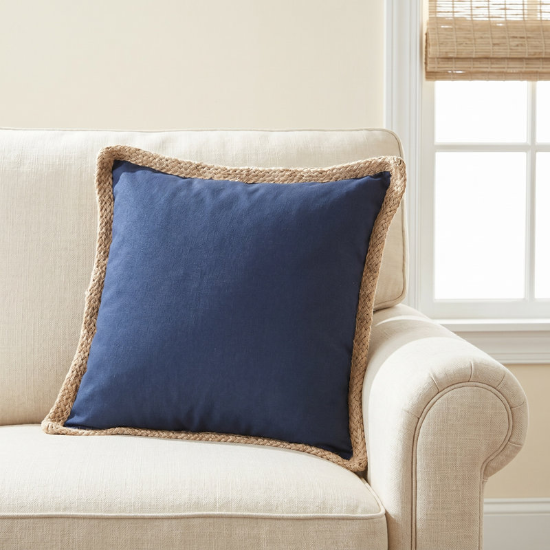 Camelia Cotton Reversible Throw Pillow, Navy Blue