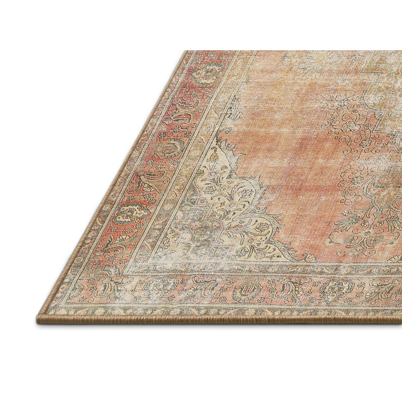 Tapis d'intérieur en laine tissé à la machine oriental rouge / gris, Rectangle 4 pi x 6 pi