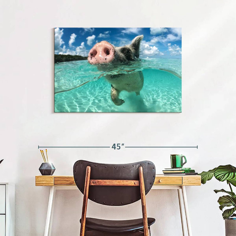 Brampt Swimming Pig, 24" H x 36" W