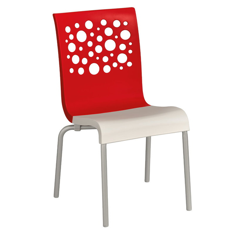 Chaise de salle à manger d'extérieur empilable, Rouge