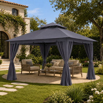 13 Ft. W x 10 Ft. D Pop Up Canopy Patio Gazebo with Mesh Wall