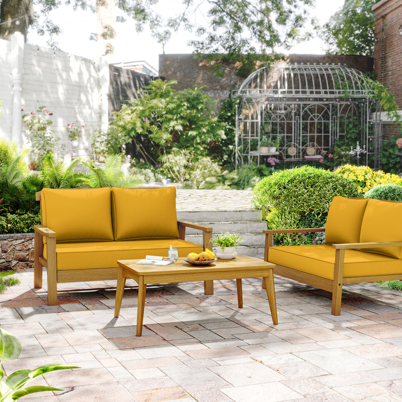 3-Piece Outdoor 5" Replacement Cushion Set Seat/Back Cushion，Only cushions, Yellow