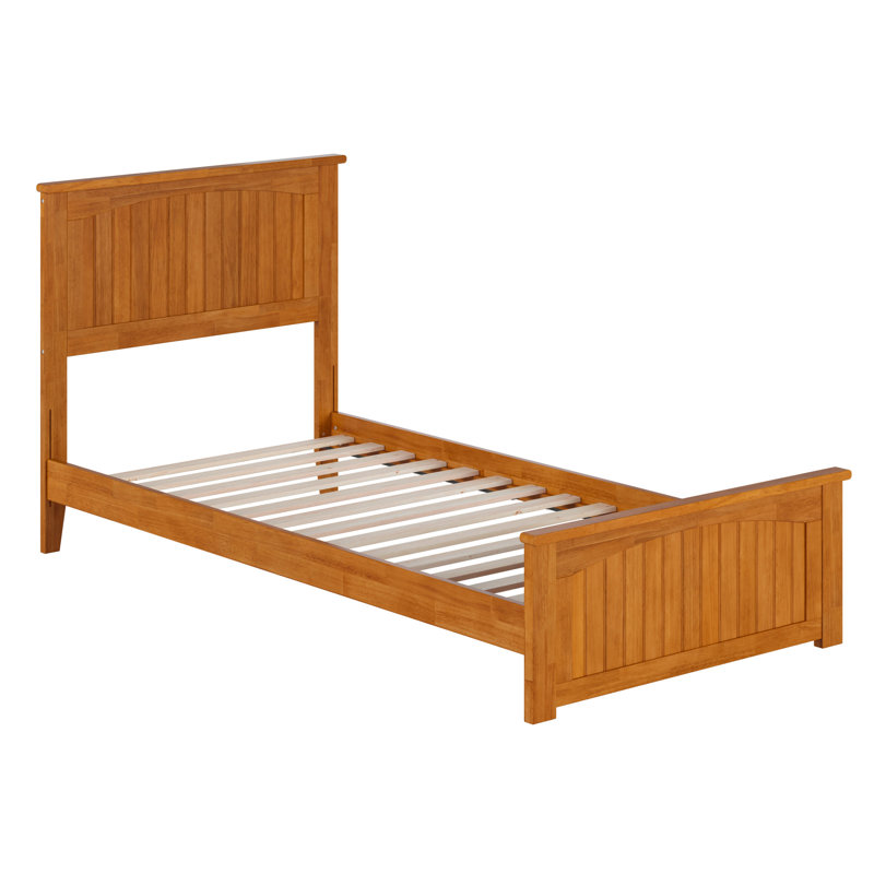 Nantucket Low Profile Solid Wood Platform Bed with Matching Footboard, Light Toffee, Extra-long Twin