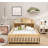 Full-size Floor Beds with Bookcases and Blackboards with Guard rails, Storage Headboards, Grey-1220665078