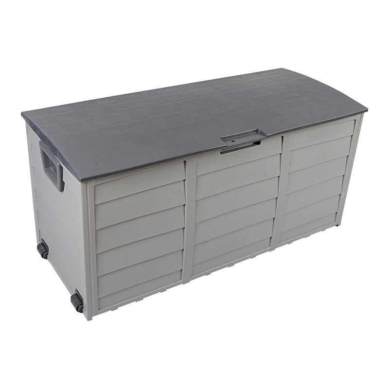 75 Gallon Plastic Deck Box with Wheels, Gray