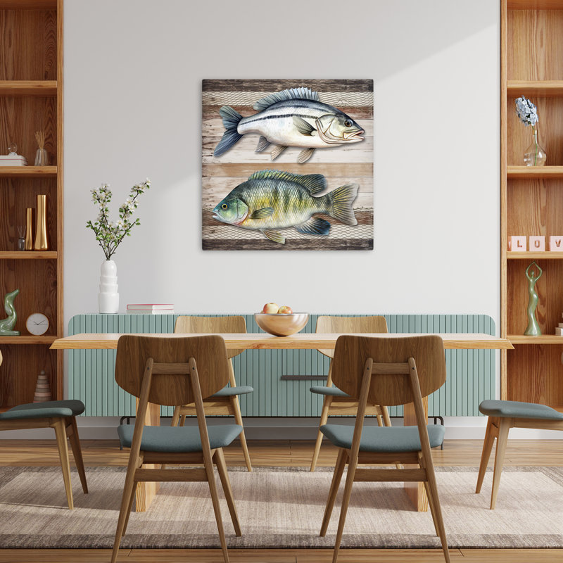 Lake Life Fish Contemporary Nature Art, 36" H x 36" W