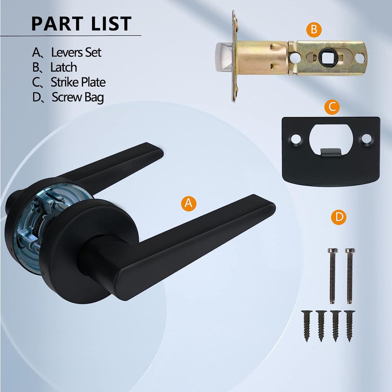 MatteBlack Door Lever, Passage