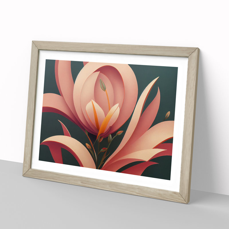 Blissful Modern Flowers - Framed Print, Oak, 25cm H x 34cm W x 2cm D