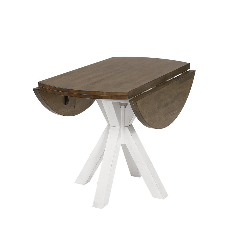 Solid Wood Extendable Drop Leaf Pedestal Dining Table